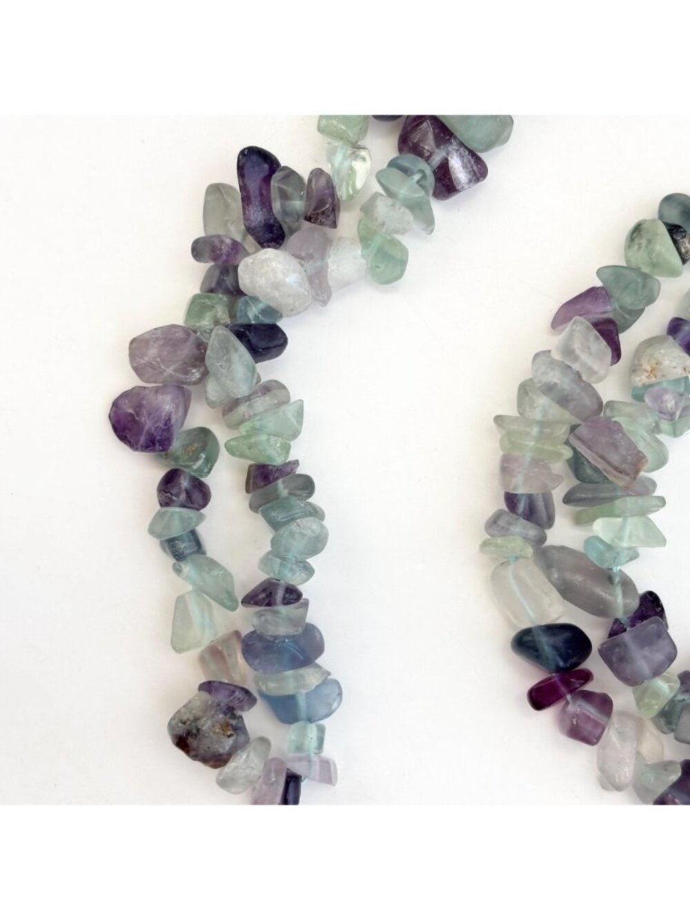 Multi Colored Purple & Green Flourite Chip Beaded Chip Vintage Necklace - 36" - Picture 10 of 13